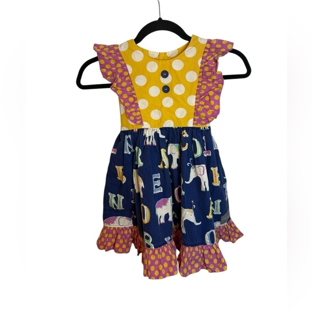 Eleanor Rose Polka Dot Alphabet Elephant Ruffle Dress